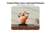 Fortunate Koi Statue Housewarming Gift Chinese Design Decorative Figurine Golden Graceful Waterfowl Beverage Holder Luxury