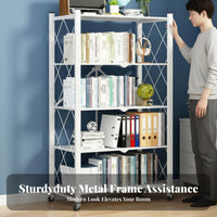 Foldable Rolling Shelving Single Unit No Assembly Required 5-Tier Foldable Trolley Large Capacity Storage Rack for Apartment Dwellers, Downice Workers