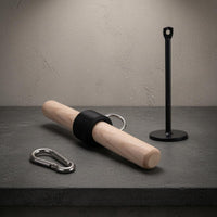 Forearm Training Bar with Strap Wooden Wrist Roller Exercise Equipment for Athletes, Home Gym