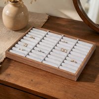 Jewelry Display Tray Padded Cushioned Jewelry Tray Accessory Storage Wood-Grain Slim