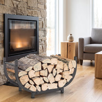 Heavy Duty Firewood Rack with Handle Sturdy Firewood Holder with Handle Space-Saving Metal Log Holder Rust-Resistant for Fireplace, Hearth