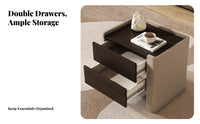 Italian design Single-Drawer Cabinet with Open Shelf Minimalist Design Nightstand Integrated Handle Bedside Table Space-Saving for Homeowners, Apartment Dwellers, Adults, Beside the Bed, Guest Room