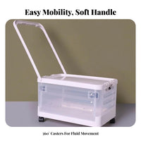 Clear Rolling Book Bin with casters Rolling Storage Bin See-Through Design
