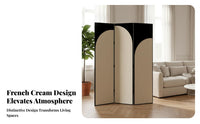 New Chinese & fashion Multi-Panel Folding Screen French Cream appearance 4-Panel Folding Divider Foldable Design Room Partition Movable for Interior Decorators, Business Owners, Study, Bedroom, Studio, Apartment