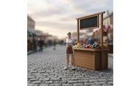1:64 Scale Female Vendor Figure Hand Painted 1/64 Scale Woman Figure Handmade Miniature Chef Model for Hobbyists, Dioramas