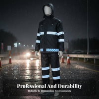 Reflective Rain Suit High Visibility Rain Jacket and Pants Breathable Material Reflective Waterproof Suit for Men, Motorcycling, Hiking, Camping