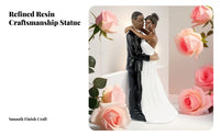 African American Wedding Cake Topper Keepsake Black Bride and Groom Figurine Hand-Painted Black Couple Cake Decoration for Living Room, Anniversary