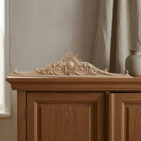 Scrolling Leaf Detail Carved Wood Applique Unfinished Vintage Floral Applique Unpainted Floral Wood Ornament Classic Style for Cabinet Tops, Door Headers, Decorative Woodwork