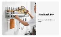 Drillno-Drill Installation Multifunctional Utensil Rack Rust-Proof Wall-Mounted Organizer Easy to Install Household Storage Space-Saving Design for Home Cooks, Organization Enthusiasts, Homeowners, Kitchen, Small Apartments, Pantry