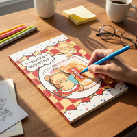 A5 Fruit Cartoon Hardcover Notebook Diary with Color Pages