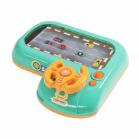 Educational Steering Wheel Racing Game Lights and Music Tabletop Racing Game Musical Sound Effects Car Obstacle Course Toy 2 Speed Settings for Children