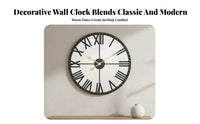 European Design Round Iron Wall Clock Non Ticking Large Mirrored Wall Clock Battery Operated for Homeowners, Decorators, Living Room