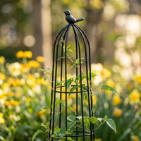 Iron Garden Trellis for Climbing Plants, 111-140cm Plant Supports, Ornate Trellis for Roses, Vines, & Runner Beans, 3 Pieces