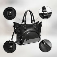 Satchel with Top Handles Goth Tote Bag with Skull Rivets Edgy Purse for Women