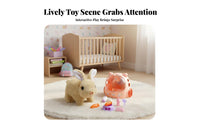 Walks and Makes Sounds Electric Walking Rabbit Toy Pretend Play Stuffed Bunny with Carrier Wiggling Ears for Children, Parties, Playroom