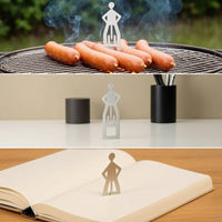 Frankfurter Rack with Upright Figure Design Stainless Steel Hot Dog Holder with Person-Shaped Design Novelty Frankfurter Rack for Barbecue, Camping