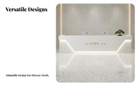 High-Gloss Finish Modern Reception Desk Sturdy Construction Luxury Cashier Counter Spacious Storage Salon Reception Desk Thickened 18mm Board for Receptionists, Business Owners, Office Managers, Hotel Lobby, Boutique