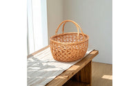 Openwork Handwoven Wicker Basket Oval Storage Basket with Handles Natural Portable for Kitchen, Dining Table, Living Room