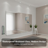Shatterproof Self Mirror Tile Shatter Resistant Frameless Splicing Mirror Easy Installation Tempered Glass Wall Panel Distortion-Clear for Dancers, Fitness Enthusiasts, Dance Studio