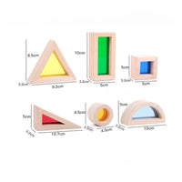 6 Pieces Rainbow Acrylic Building Blocks Hands-on Learning Wooden Acrylic Blocks Open-Ended Play for Preschoolers, Classroom