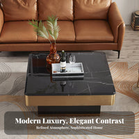 Square Marble-Patterned Table Post-Modern design living Room Furniture Light Luxury look for Apartment Dwellers, Homeowners, Home, Lounge Area, Study