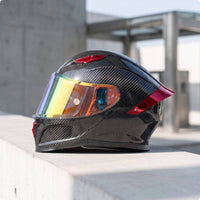 Full Face | Carbon-Fiber-Style, Aerodynamic, Full Face Helmet with Visor, for Road Riding