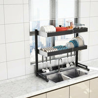 Dish Rack and Dish Drainer with Utensil Holder, 2-Tier Over Sink Kitchen Sink Organiser