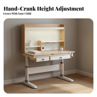 Ergonomic Learning Desk Ergonomic Kids Study Desk Solid Wood Child Homework Station Adjustable Tiltable Desktop Built-in Lamp Student Writing Table Suitable for Students Homework Home