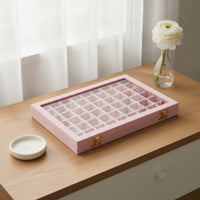 Jewelry Box with Glass Lid Segmented Display Tray Transparent for Vanity
