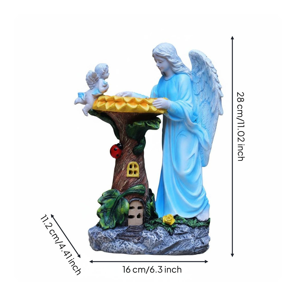 Auto on at Night Solar Angel Statue Weatherproof Outdoor Decor Waterproof