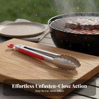 Stainless Steel Kitchen Tongs High Temperature Resistant Barbecue Grilling Tongs Kitchenware Anti-Scald Handle Dishwasher Safe