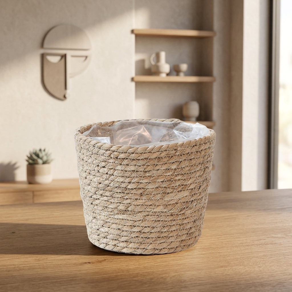 Plant Pots for Indoor Plants and Garden Decor, Tapered Flower Pots with a Tight Braid Weave, Two-Tone Storage Basket, Rustic Style Flower Basket