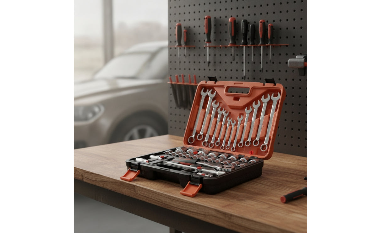 37 Pieces Organized Automotive Repair Tool Kit Portable Socket and Wrench Set Compact Socket Set Sturdy for Roadside Emergency