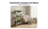 Floor-Standing Multi-Level Pot Stand Indoor & Outdoor Use Rolling Flower Pot Display With casters Tiered Rack Weather-Resistant for Gardeners, Apartment Dwellers, Homeowners, Balcony, Living Room, Patio, Corner Space