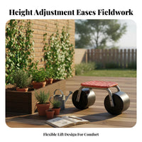 360 Swivel Garden Cart Stool Heavy Duty Rolling Garden Stool All-Terrain Wheels