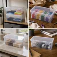 Desktop Storage Box with Lid, Transparent PP, A4/A3 Document Organizer for Stationery and Office Supplies