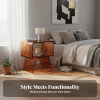 Modern Design C-Shaped Acrylic Table Minimalist design Nightstand Space-Saving Home Furnishing Multi-Functional for Apartment Dwellers, Homeowners, Adults, Bedroom, Living Room, Small Spaces, Entryway