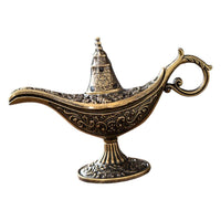 Incense Burner Genie Lamp Shape Aroma Stand Vintage Style Detailed Carving for Homeowners, Office Workers, Living Room, Bedroom