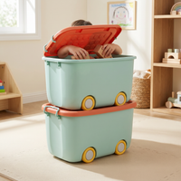 Large Capacity Kids Toy Storage Box with Lid, Stackable Plastic Organizer for Clothes Snacks