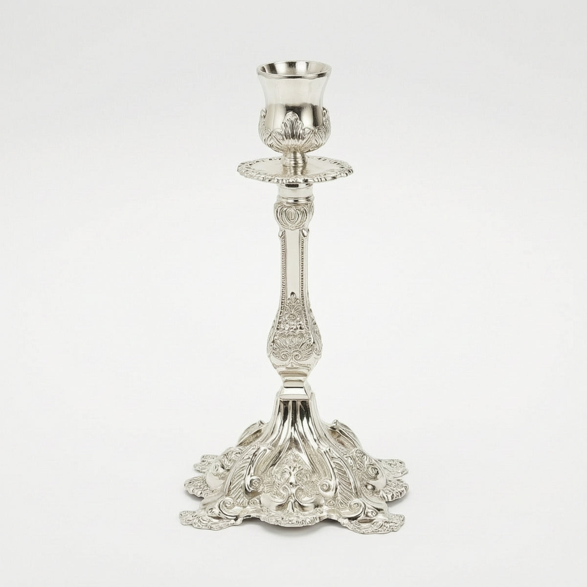 Vintage Taper Candle Holder Ornate Candlestick Holder Shiny Candlestick with Embossed Base Elegant for Mantel