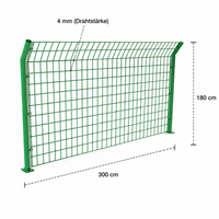Frame Fence Field 180x300cm, Welded Double Bar Mat Fence, Dark-Coated Grid Fence Panel, Stable Wire Fence for Industry & Park