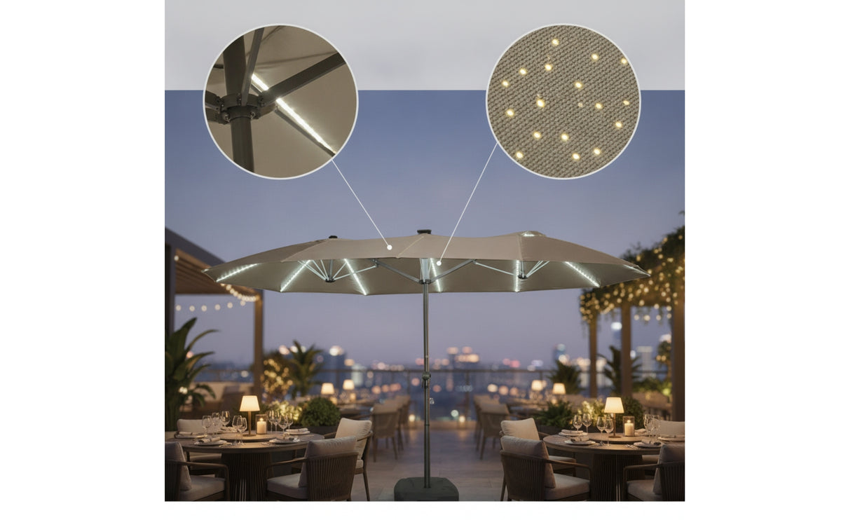 Outdoor Umbrella with Base Heavy-Duty Crank Patio Umbrella Large for Cafes, Restaurants, Backyard, Terrace, Poolside