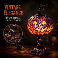Resin Stained Halloween Pumpkin Table Lamp