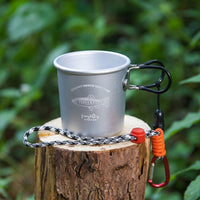 Collapsible Aluminum Drinking Cup 300ml, Travel Mug with Carabiner and Lanyard, Compact Foldable Cup for Camping, Hiking, Picnic