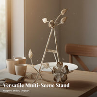 Elegant Design Wrought Iron Plate Stand Two-Way Use Floral Flower Display Easel Sturdy Construction for Home Decorators, Desktop, Kitchen