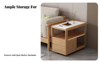 Movable with Wheels Rolling Drawer Cart Sintered Stone Top Rolling Drawer Cabinet Modern Minimalist Design End Table Scratch Resistant for Apartment Dwellers, Homeowners, Students, Living Room, Small Areas, Bedroom, Balcony