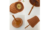 Dimmable Table Lamp with Rattan Shade Cozy Rattan Table Lamp Vintage Compact for Patio