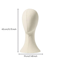 Cloth-coveredCovered Headwear Display Form Linen-Look Hairpiece Head Stand Neutral Hairpiece Stand Sturdy for Boutiques, Stylists, Studios, Home Organization