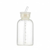 Heat Resistant Glass Straw Bottle Large Capacity Graduated Glass Tumbler Cost-Complimentary for Fitness Enthusiasts, Students, Travel