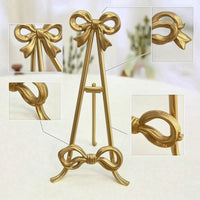 Decorative Easel Stand with Bow Freestanding Metal Display Easel Vintage Tabletop Display Stand Compact for Restaurateurs